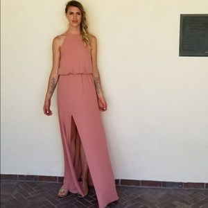 HEATHER HALTER DRESS—RUSTIC MAUVE CRISP—Size Small